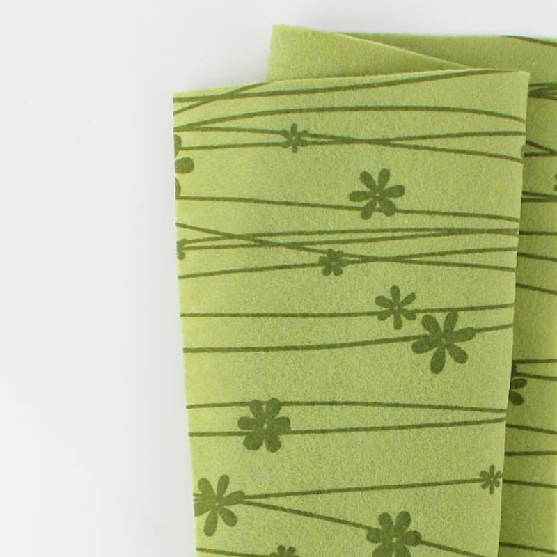 Venta on line tela de fieltro Flores Estampadas 50X90 cm - Verde Manzana
