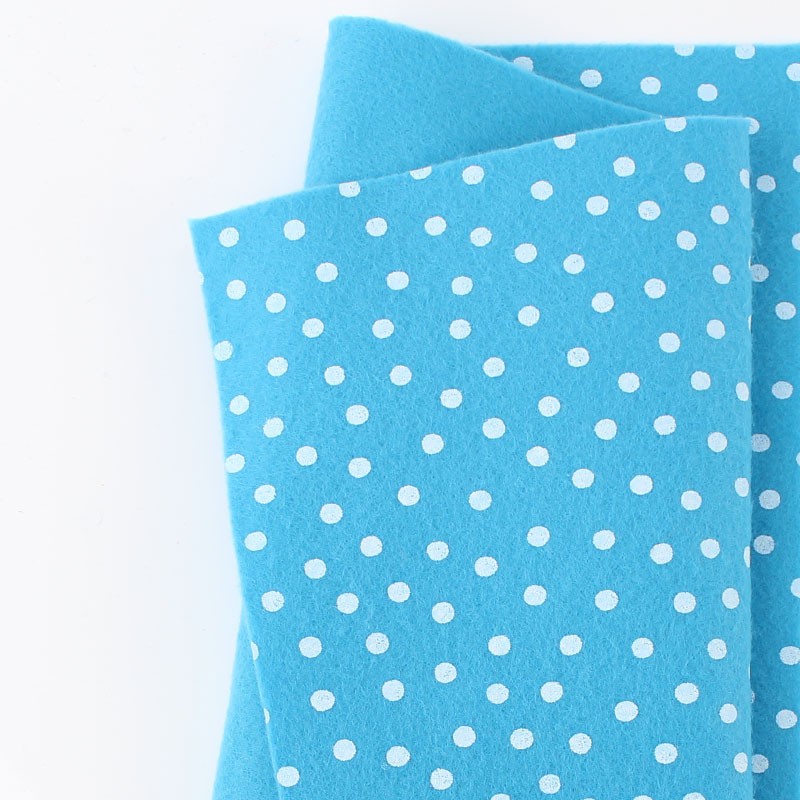 Feutrine imprimé 50x90 cm à pois - turquoise