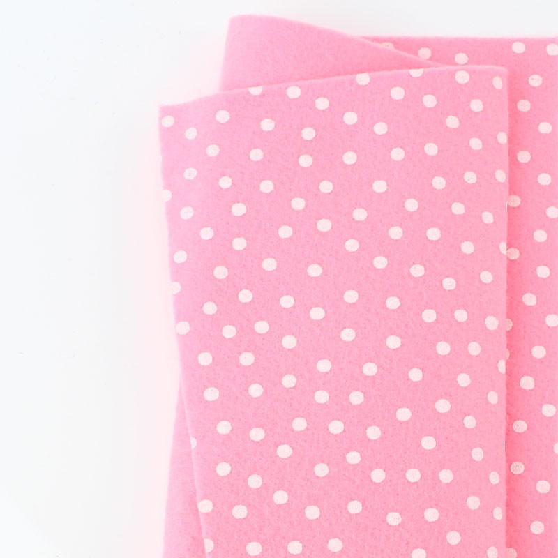 Feutrine imprimé 50x90 cm à pois - rose