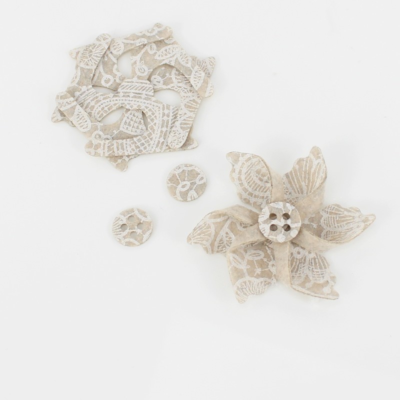 Savings Kit 5 Pinwheels In soft felt Model 8 - Lace Print