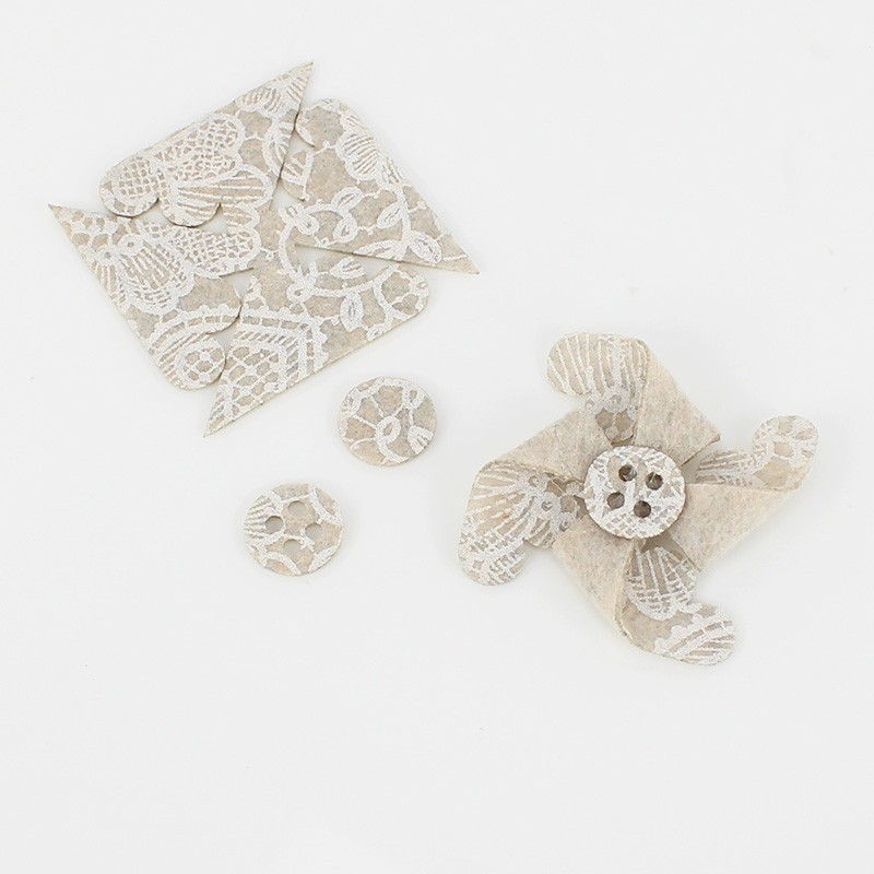 Spaarset 12 Pinwheels In Dun Vilt Model 3 - Lace Print