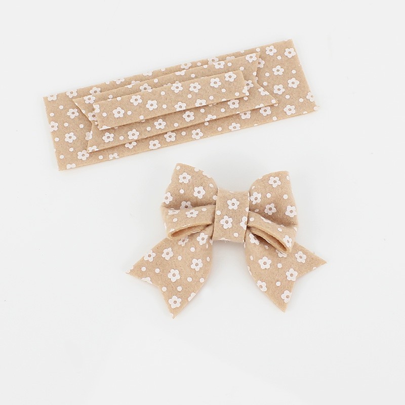 Savings Kit 6 Bows In soft felt Model 7 - Flower Print To Assemble