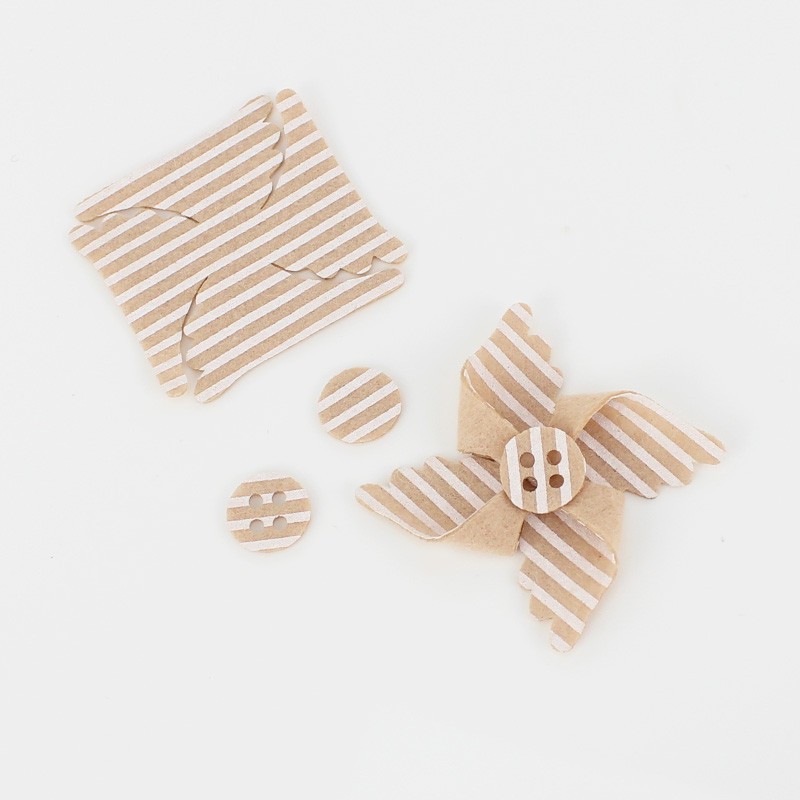 Kit d’épargne 12 moulins à vent en tissu feutrine modèle 2 - Mini Stripe Print