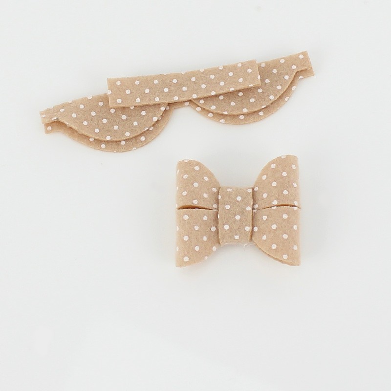 Savings Kit 10 Bows In soft felt Model 16 - Mini Polka Dot Print To Assemble