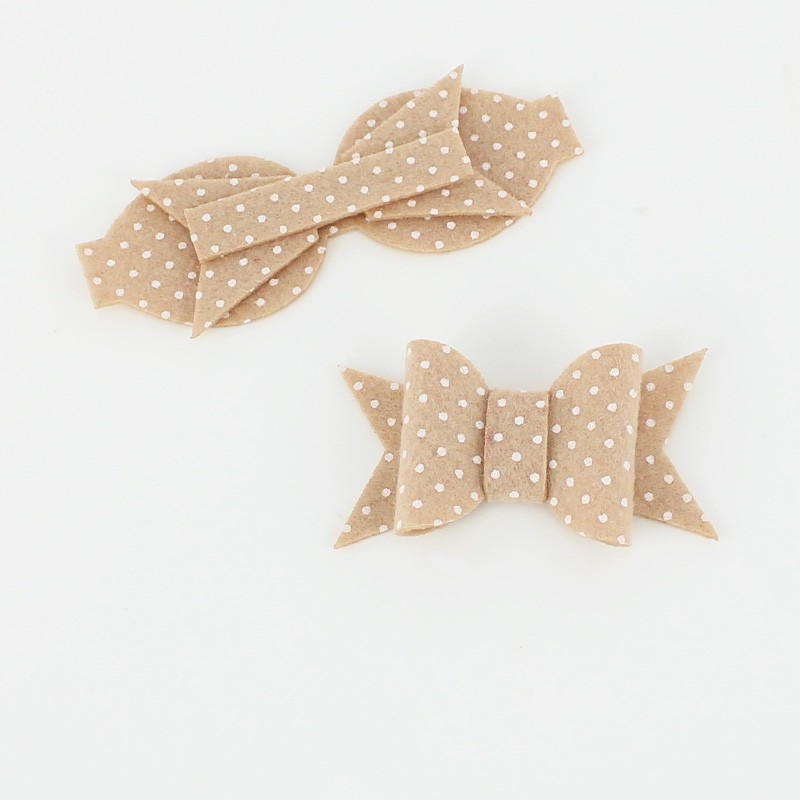 Sparset 8 Bows In Filzstoff Modell 9 - Mini-Polka-Dot-Print zum Zusammenbauen