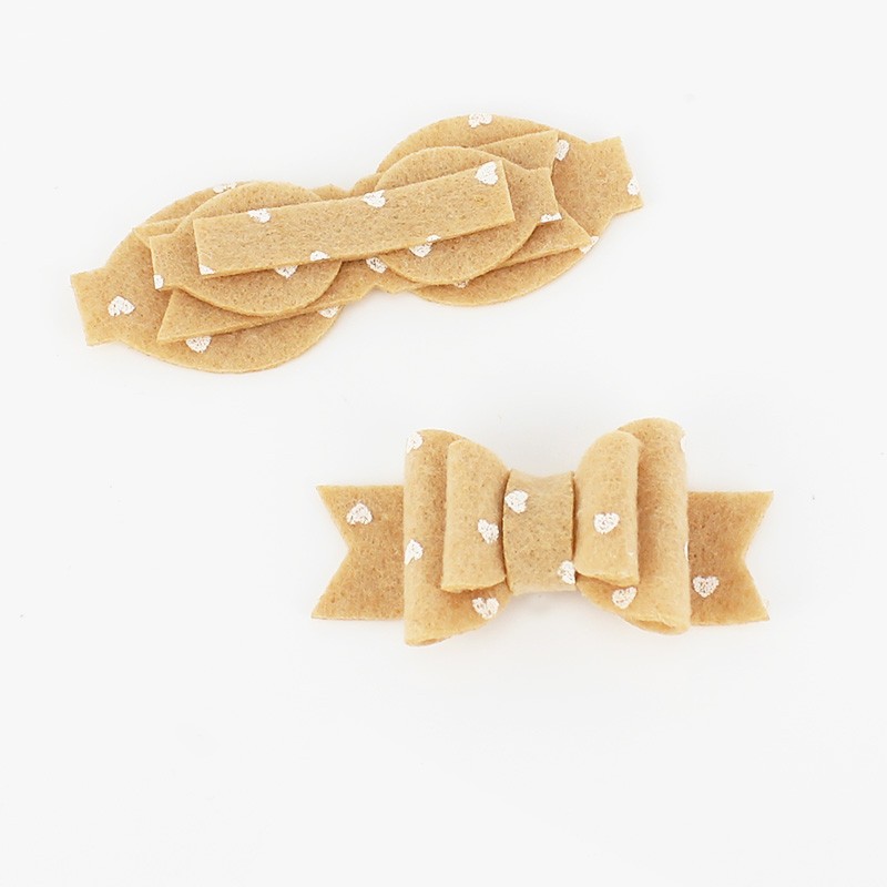 6 Fiocchetti in pannolenci mod. 10 - stampa cuori da assemblare|IDEEINFELTRO.COM