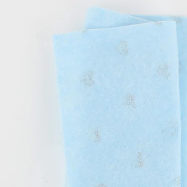 Feutrine coeurs métal argent 50x90 cm - bleu clair