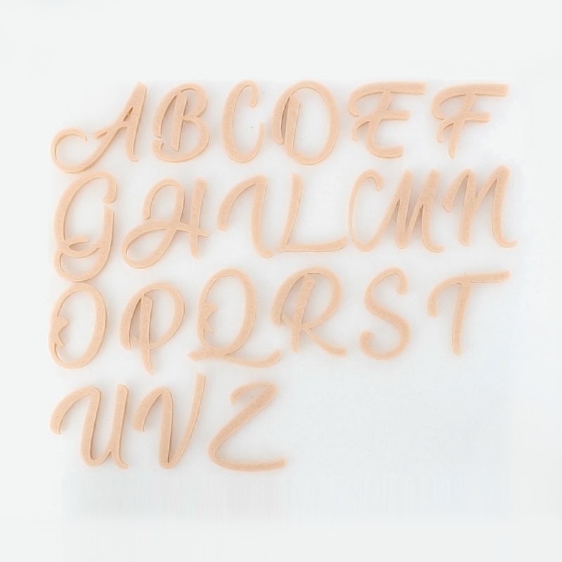 Set 26 lettere in feltro corsivo maiuscolo - font 5|IDEEINFELTRO.COM