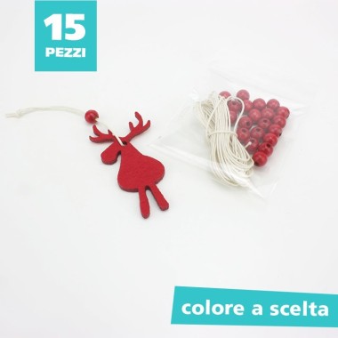 15 DECORAZONI CHRISTMAS - DEER - IN FELT TO ASSEMBLE about 6 cm
