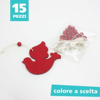 15 DECORAZONI CHRISTMAS - BIRD - IN FELT TO ASSEMBLE about 6 cm