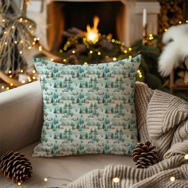 Pannolenci e feltro stampa natale - paesaggio con abeti cod.495|IDEEINFELTRO.COM