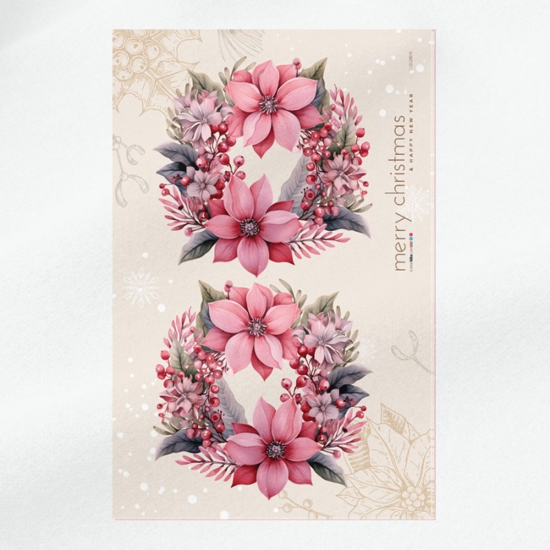 Couronne de noël mod. 16 - tissu feutrine panneau à découper et à assembler
