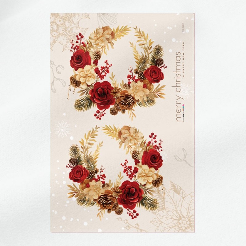 Couronne de noël mod. 17 - tissu feutrine panneau à découper et à assembler