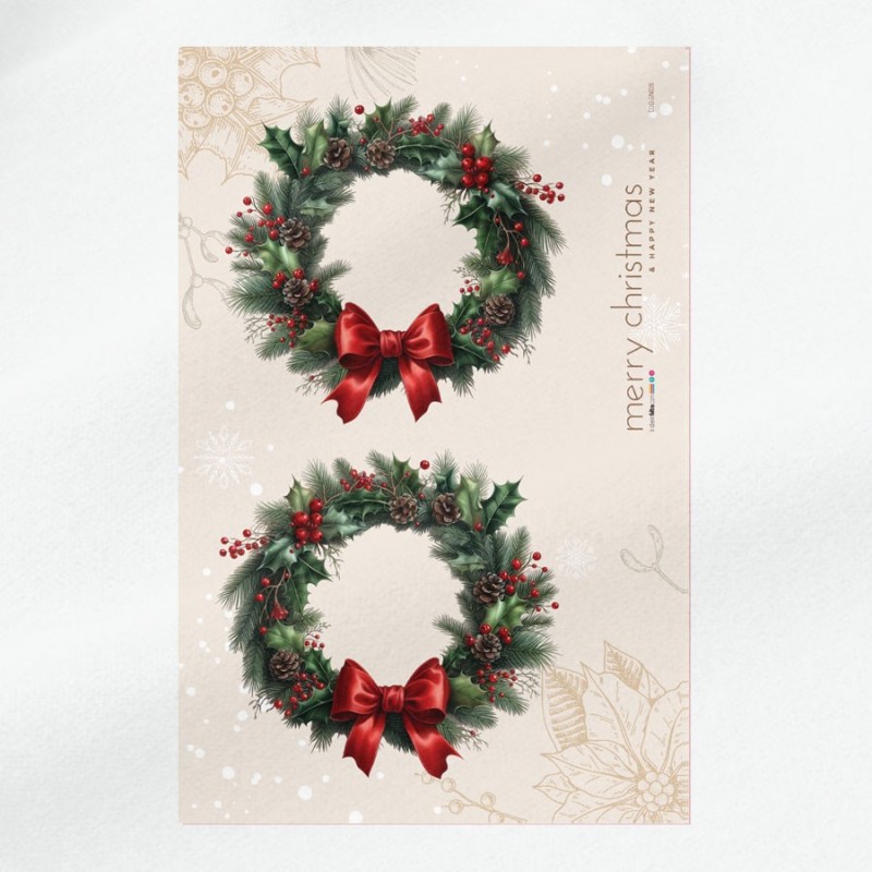 Couronne de noël mod. 26 - tissu feutrine panneau à découper et à assembler