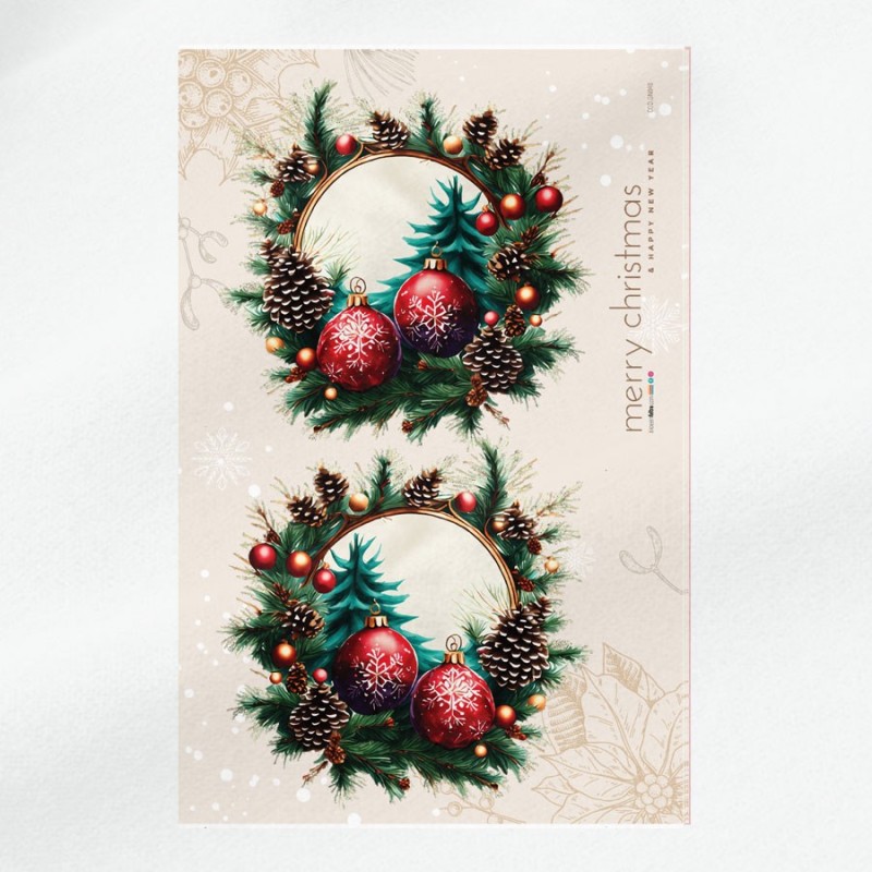 Couronne de noël mod. 46 - tissu feutrine panneau à découper et à assembler