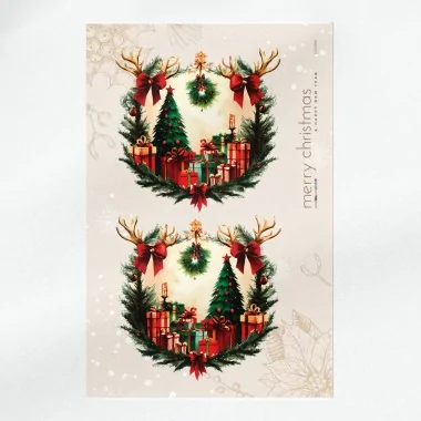 Couronne de noël mod. 48 - tissu feutrine panneau à découper et à assembler