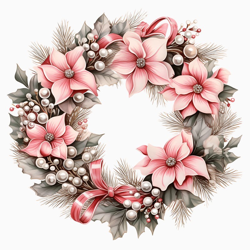 Couronne de noël mod. 15 - tissu feutrine panneau à découper et à assembler