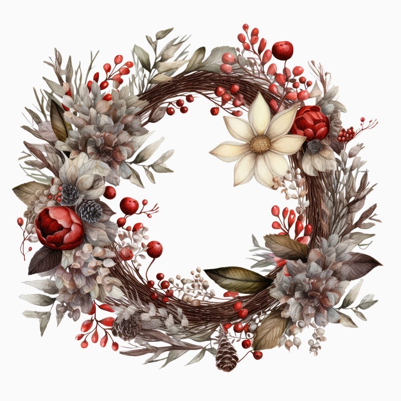 Couronne de noël mod. 21 - tissu feutrine panneau à découper et à assembler
