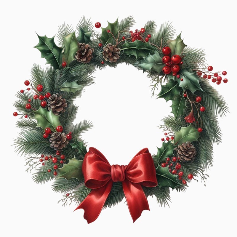 Couronne de noël mod. 26 - tissu feutrine panneau à découper et à assembler