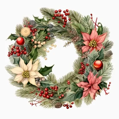 Couronne de noël mod. 33 - tissu feutrine panneau à découper et à assembler 2