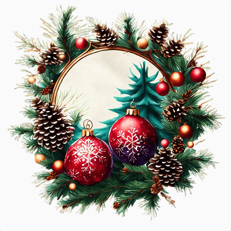Couronne de noël mod. 46 - tissu feutrine panneau à découper et à assembler