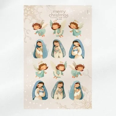 Personnages de noël en tissu feutrine à découper 45x70 cm code pr012 - anges et nativité