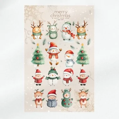 Personnages de noël en tissu feutrine à découper 45x70 cm code pr018 - sapin de noël et bonhomme de neige