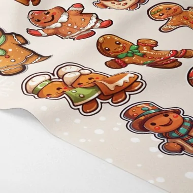 Personnages de noël en tissu feutrine à découper 45x70 cm code pr020 - la famille du gingembre 2