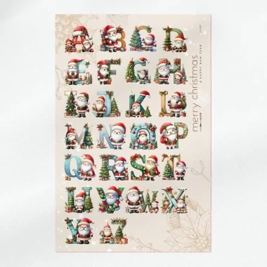 Alfabeto navideño en fieltro fino letras para recortar - papá noel con decoración código an001