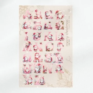 Alfabeto de navidad en fieltro fino letras para recortar - santa claus pink cod. an012
