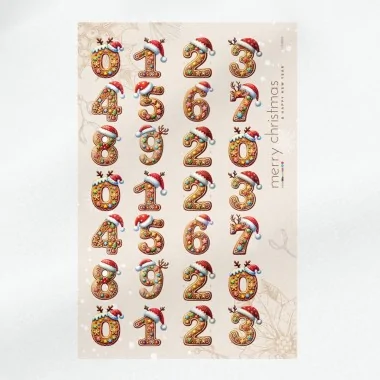 Números navideños en fieltro fino para recortar - galletas con sombrero código an018