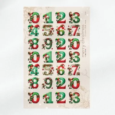 Números navideños en fieltro fino para ser recortados - código elf an021