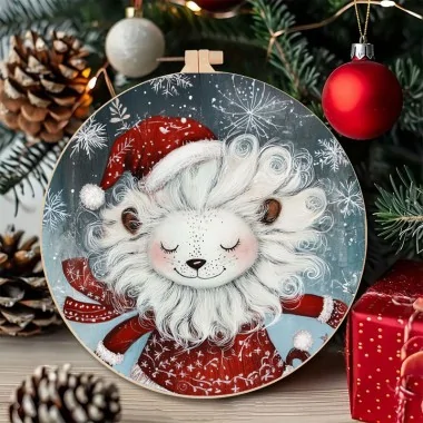 Images de noël grand format - panneau lion tissu feutrine - code up033 2