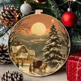 Large format christmas images - soft felt snowy landscape panel - code up038