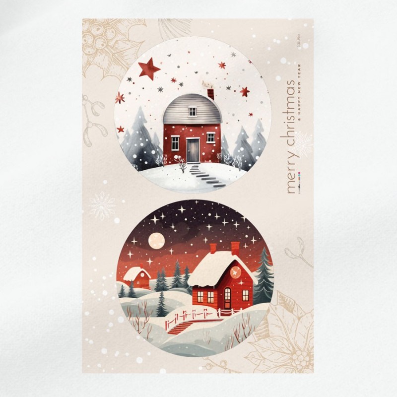 Imágenes navideñas de gran formato - panel de fieltro fino paisaje nevado - código up041