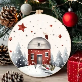 Imágenes navideñas de gran formato - panel de fieltro fino paisaje nevado - código up041