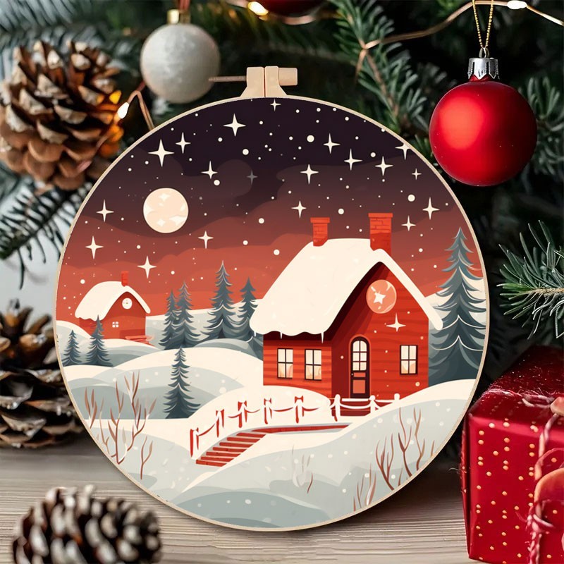 Großformatige Weihnachtsbilder - Schneelandschaft Bastelfilz Panel - Code UP041