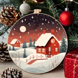 Large format Christmas images - Snowy landscape soft felt panel - code UP041|IDEEINFELTRO.COM