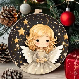 Groot formaat kerst afbeeldingen - angel dun vilt paneel - code up043