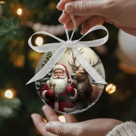 Boules de Noël en tissu feutre 20 pièces ø 10 cm - renne père Noël - cod.172|IDEEINFELTRO.COM