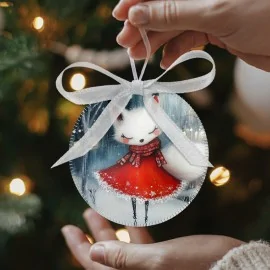 Boules de Noël en tissu feutre 20 pièces ø 10 cm - renards habillés en rouge - cod.178|IDEEINFELTRO.COM
