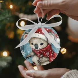 Bolas de Navidad en tela de fieltro 20 piezas ø 10 cm - animales navideños de invierno - cod.181|IDEEINFELTRO.COM