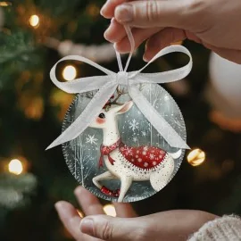 Globuri de Crăciun în fetru moale 20 bucăți ø 10 cm - animale festive - cod.184|IDEEINFELTRO.COM