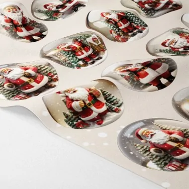 Bolas de Navidad en tela de fieltro 20 piezas ø 10 cm - casas nevadas y marionetas - cod.167|IDEEINFELTRO.COM