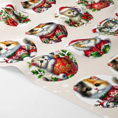 Weihnachtskugeln in Filzstoff 24 Stück - Kätzchen und Dekoration|IDEEINFELTRO.COM