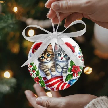 Weihnachtskugeln in Filzstoff 24 Stück - Kätzchen und Dekoration|IDEEINFELTRO.COM 2