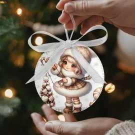 Boules de Noël en tissu feutre 20 pièces ø 10 cm - sweet winter girls - cod.225|IDEEINFELTRO.COM