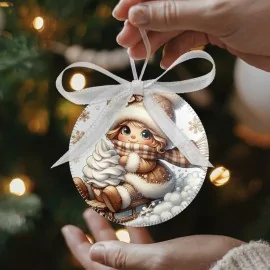 Boules de Noël en tissu feutre 20 pièces ø 10 cm - sweet winter girls - cod.225|IDEEINFELTRO.COM