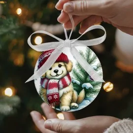 Palline di Natale in Pannolenci 20 pezzi ø 10 cm - cani cappelli sciarpe - cod.227|IDEEINFELTRO.COM
