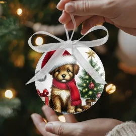 Palline di Natale in Pannolenci 20 pezzi ø 10 cm - cani cappelli sciarpe - cod.227|IDEEINFELTRO.COM